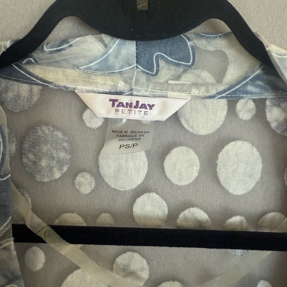 Woman Tanjay Blue and White Sheer Cardigan Small - Picture 2 of 4